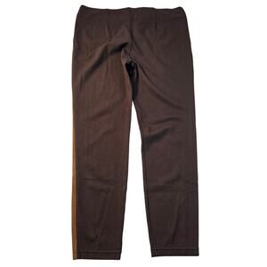 Lauren ralph lauren sz L sd suede stripe pull on pants brown stretch tapered